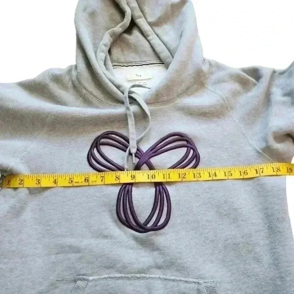 Aritzia  TNA Sweatfleece Baltic Hoodie Grey Purple Sweatshirt Women's size Small - Picture 12 of 13